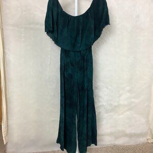 Blue Life Planet Blue Pandora Ruffle Jumpsuit Emerald Coast Green Blue Tie Dye S